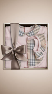 ICE PINK Set cadeau trois pièces pour bébé en coton