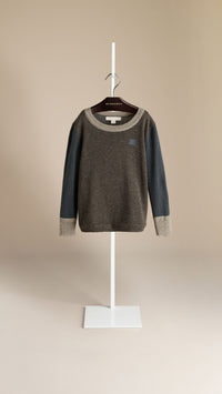 DARK GREY MELANGE Pull en cachemire color-block