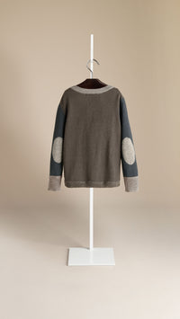 DARK GREY MELANGE Pull en cachemire color-block
