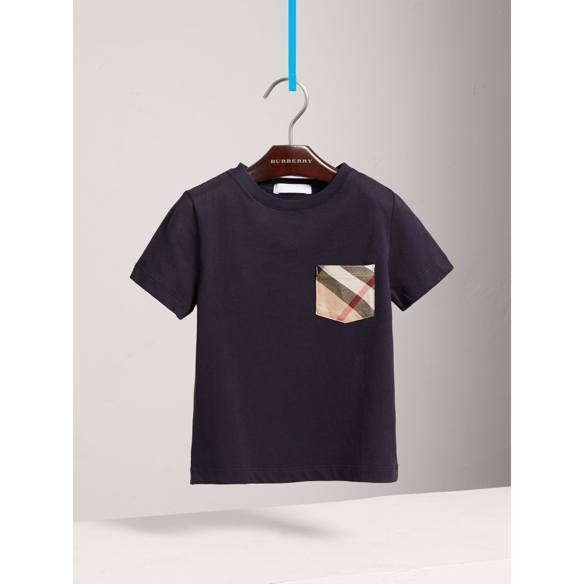 TRUE NAVY T-shirt en coton avec poche à motif check