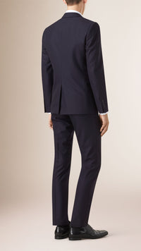NAVY Costume de coupe étroite en laine