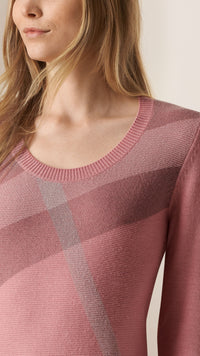 PALE ROSE PINK Pull en laine et cachemire avec éléments check
