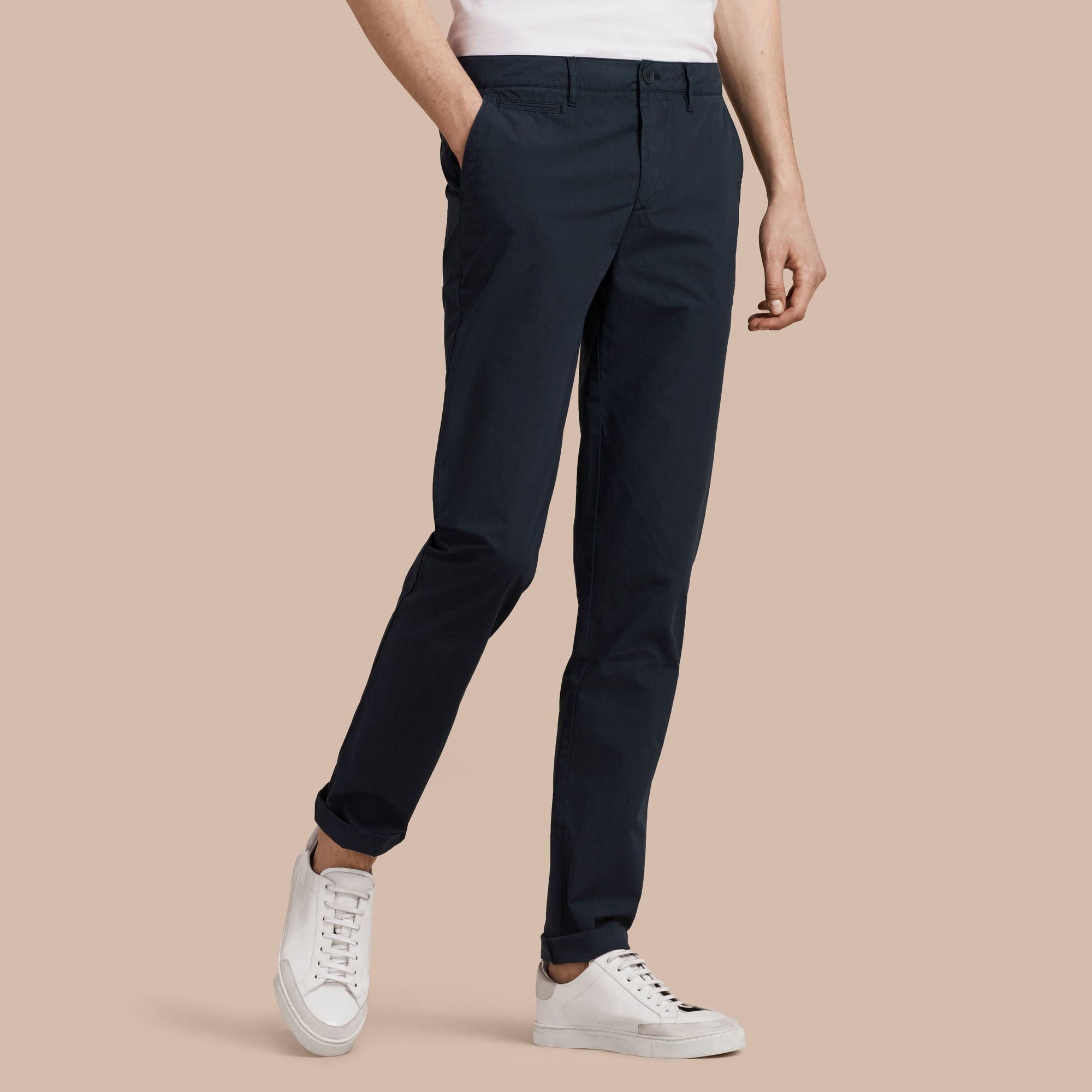 INDIGO Chino slim en popeline de coton