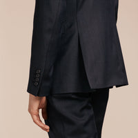 NAVY Costume ajusté en laine vierge œil-de-perdrix Travel Tailoring