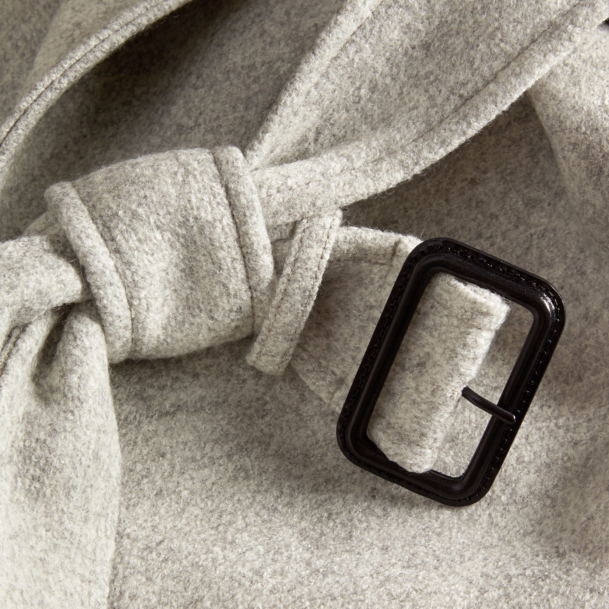 PALE GREY MELANGE Manteau portefeuille ceinturé en laine