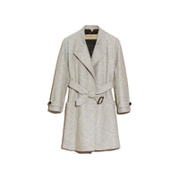 Manteau portefeuille ceinturé en laine - Camaïeu de Gris Pâles
