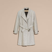 PALE GREY MELANGE Manteau portefeuille ceinturé en laine
