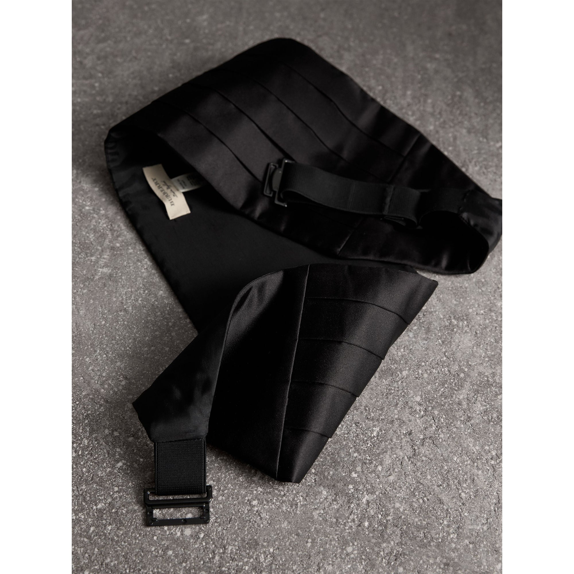 Ceinture de smoking en soie plissée - Noir