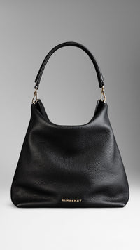 BLACK Sac hobo medium en cuir
