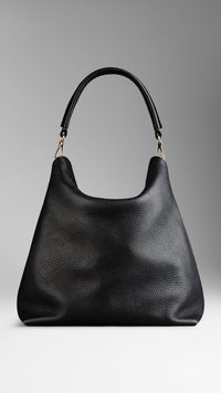 BLACK Sac hobo medium en cuir