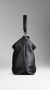 BLACK Sac hobo medium en cuir