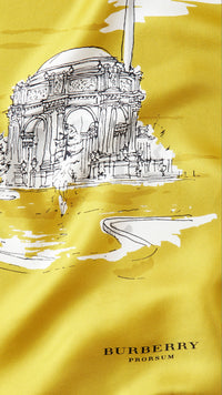 CORNFLOWER YELLOW PR Carré de soie medium illustré de monuments de San Francisco