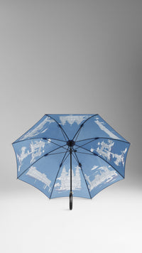 BRILLIANT NAVY PRINT Parapluie canne avec monuments de Londres