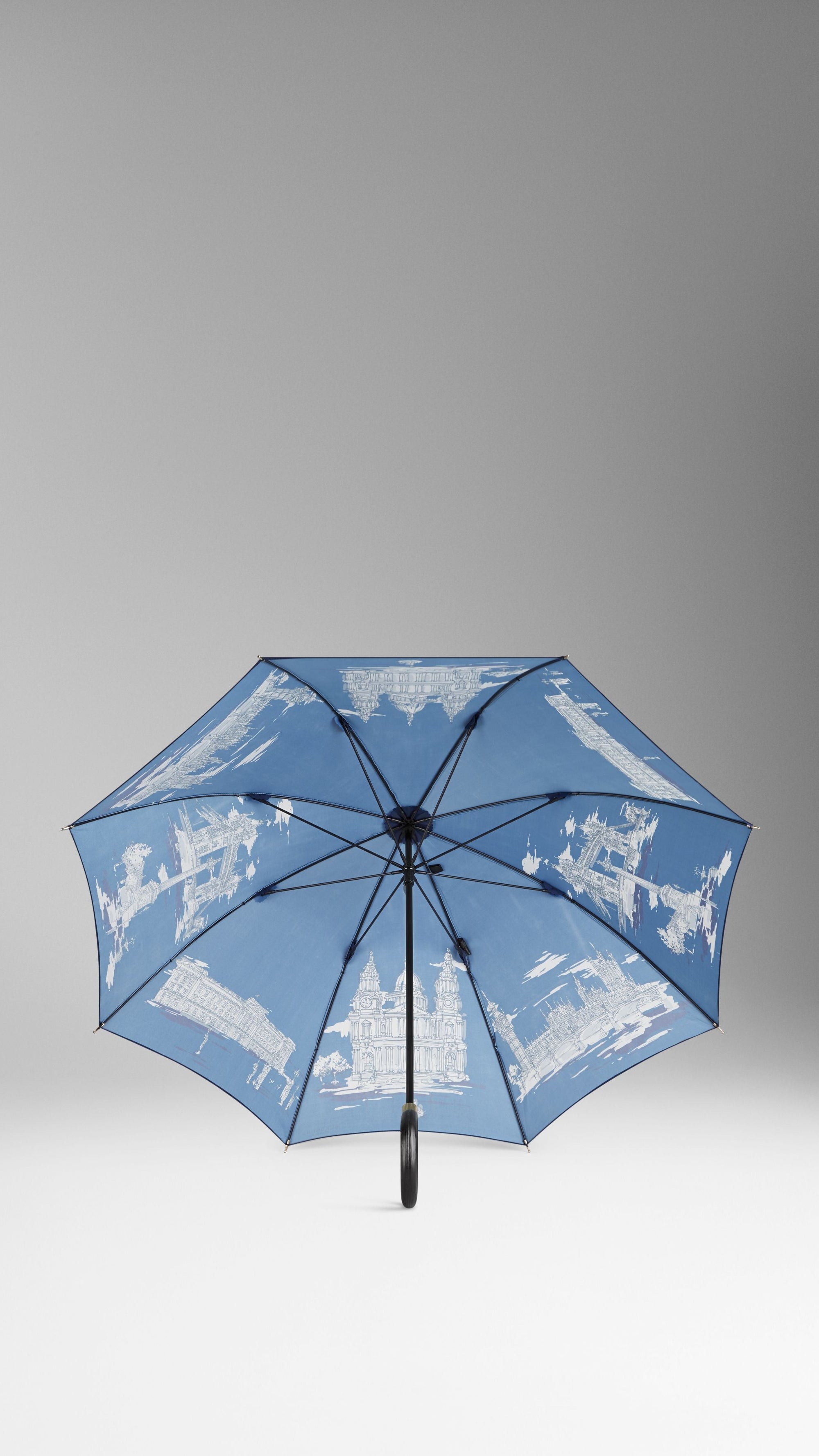 BRILLIANT NAVY PRINT Parapluie canne avec monuments de Londres