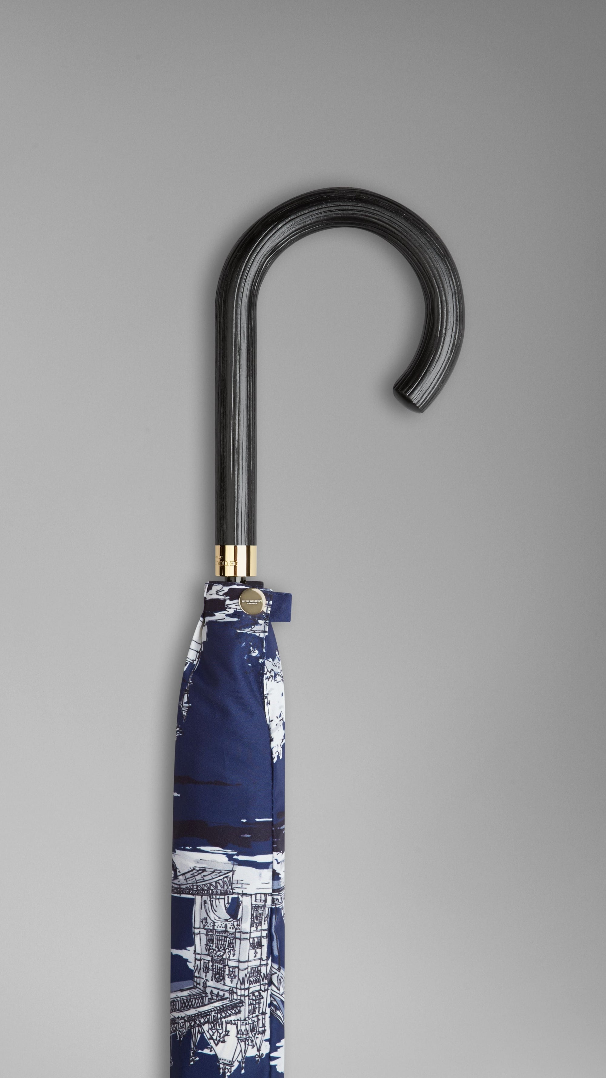 BRILLIANT NAVY PRINT Parapluie canne avec monuments de Londres