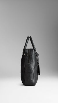 BLACK Attaché-case en cuir gravé de check en relief