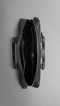 BLACK Attaché-case en cuir gravé de check en relief
