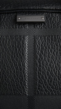 BLACK Attaché-case en cuir gravé de check en relief