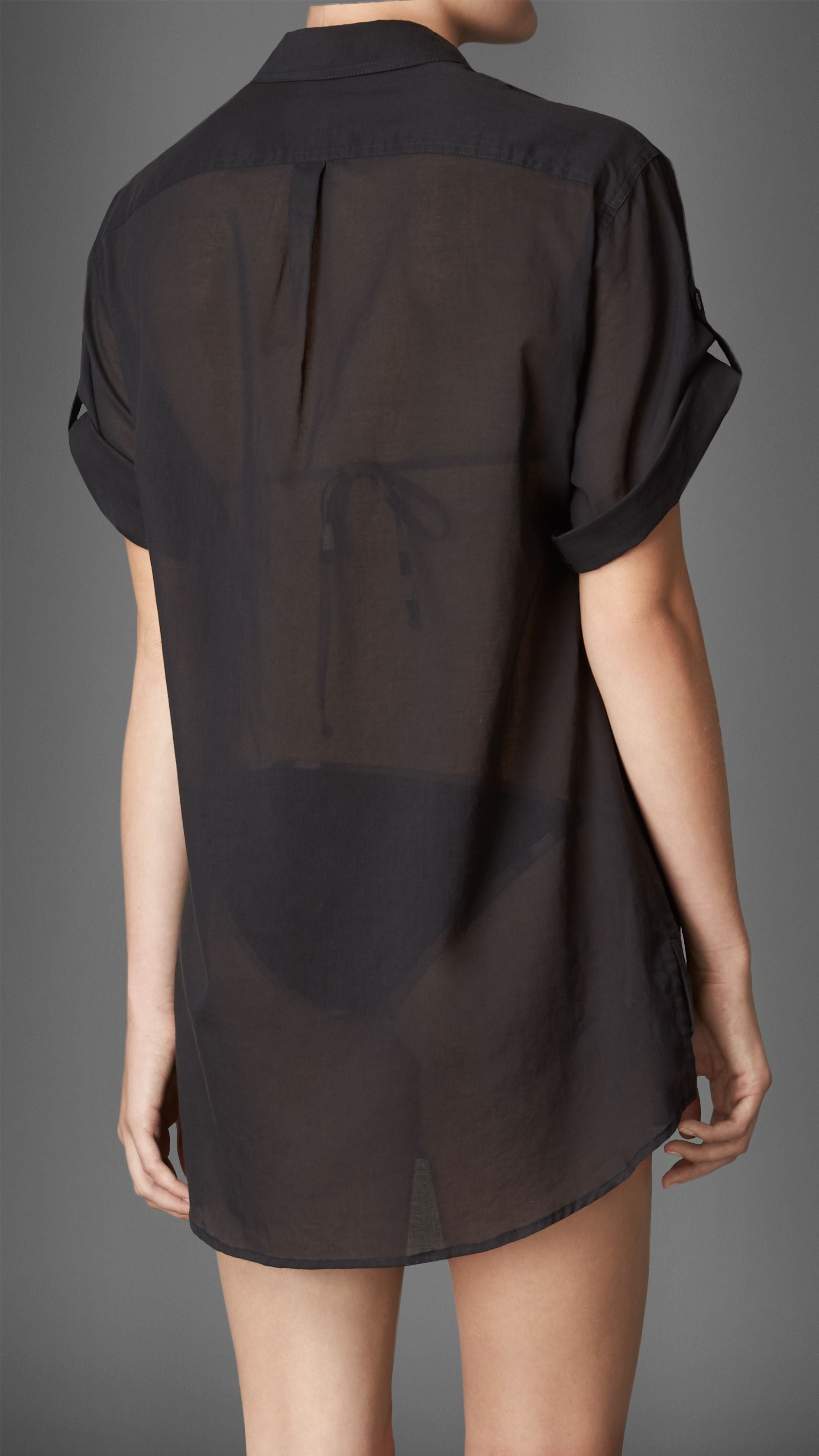 BLACK Robe chemise en voile de coton