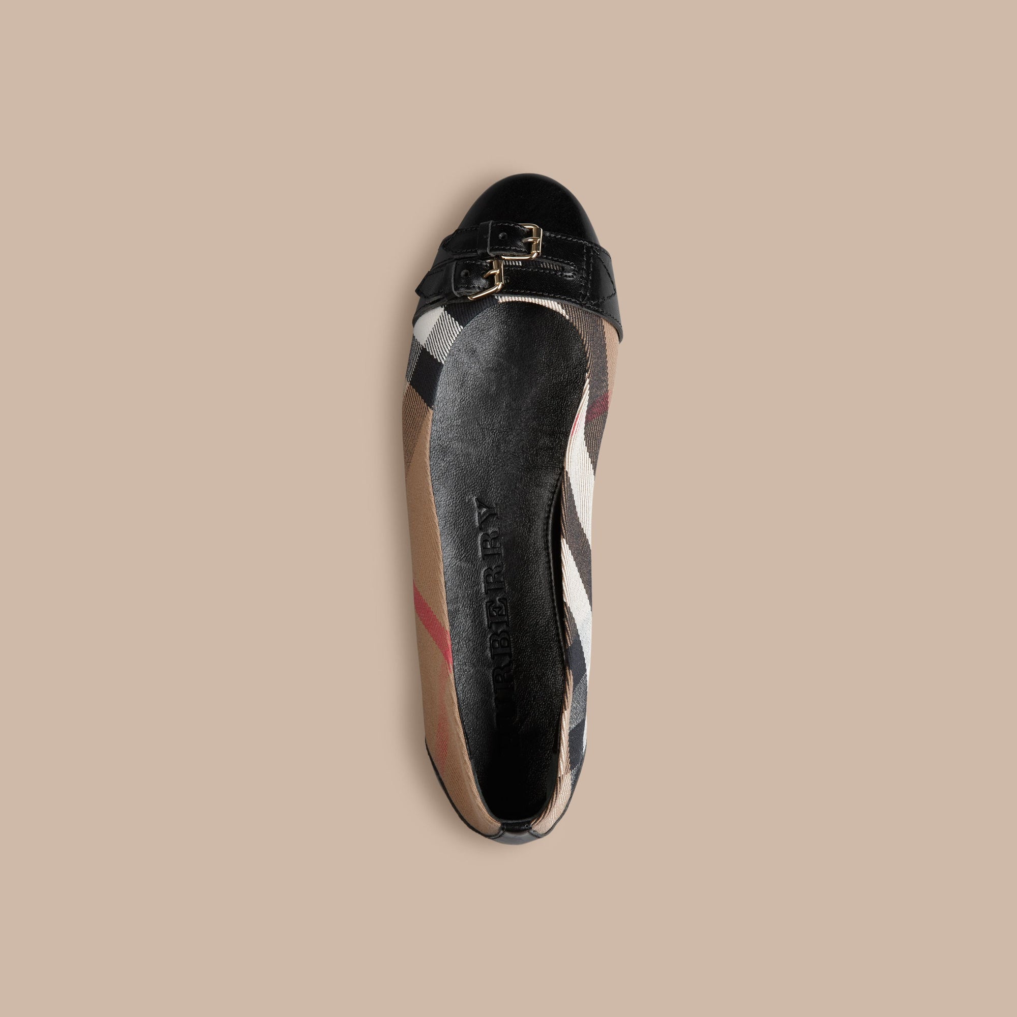 BLACK Ballerines à bride avec motif House check