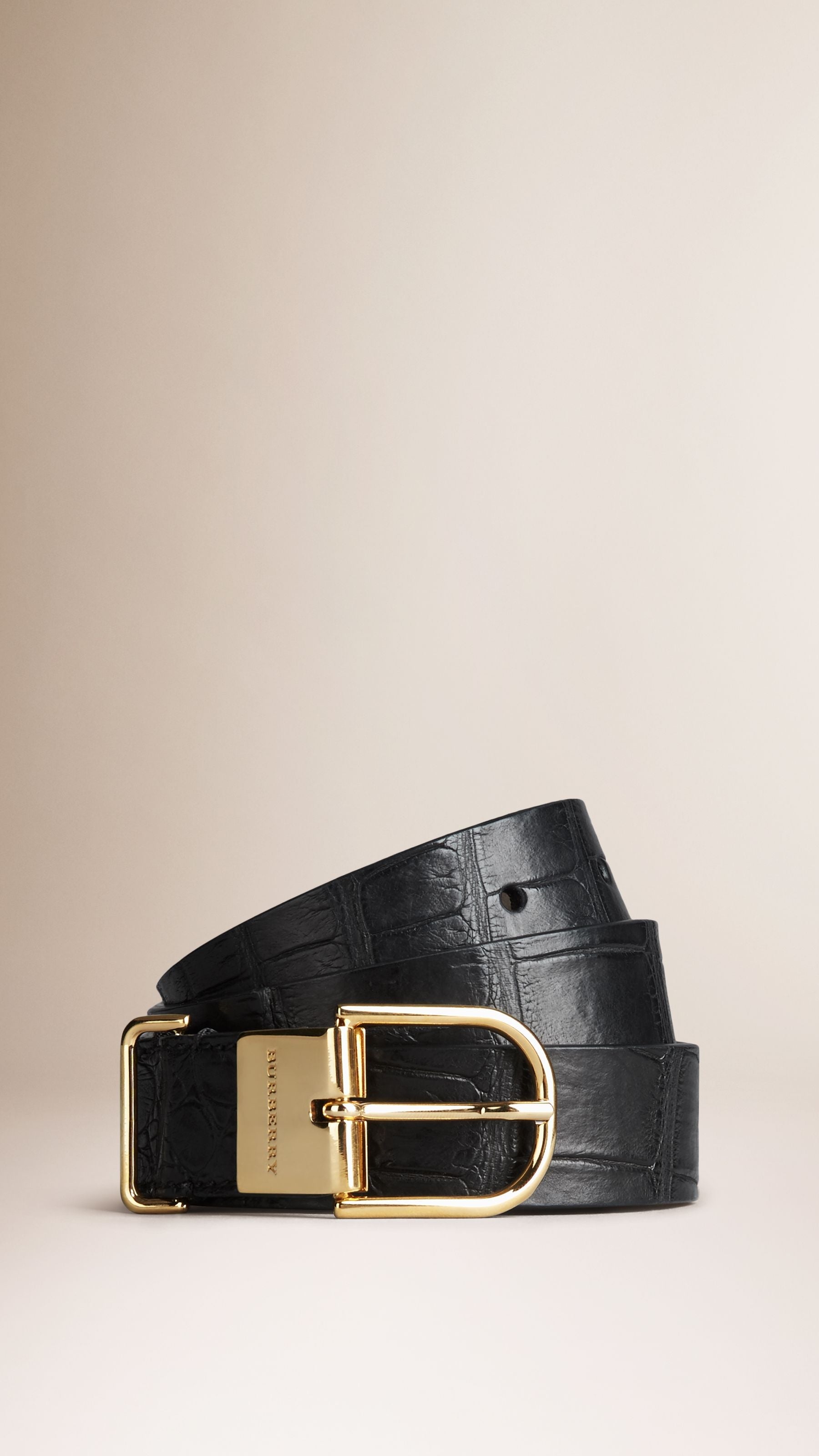 BLACK Ceinture en cuir d'alligator