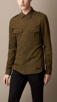 OLIVE Chemise de style militaire en flanelle de coton