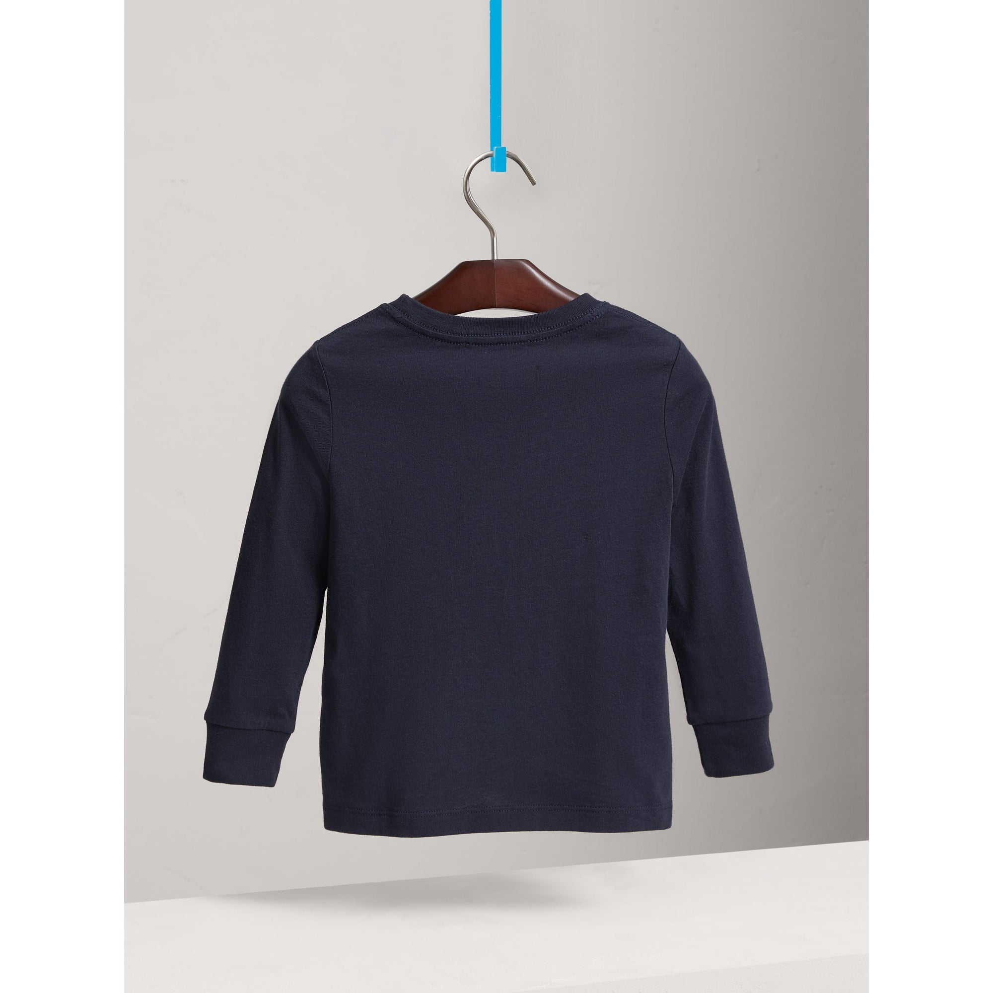 TRUE NAVY T-shirt en coton à manches longues avec poche à motif check