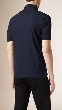 NAVY Polo en coton piqué double armure