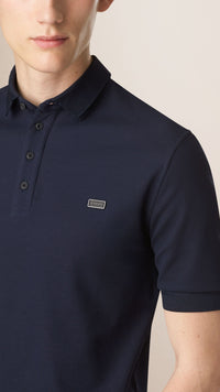 NAVY Polo en coton piqué double armure