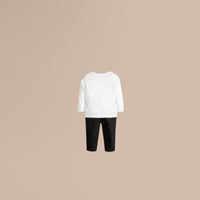 WHITE T-shirt en coton à manches longues avec poche à motif check