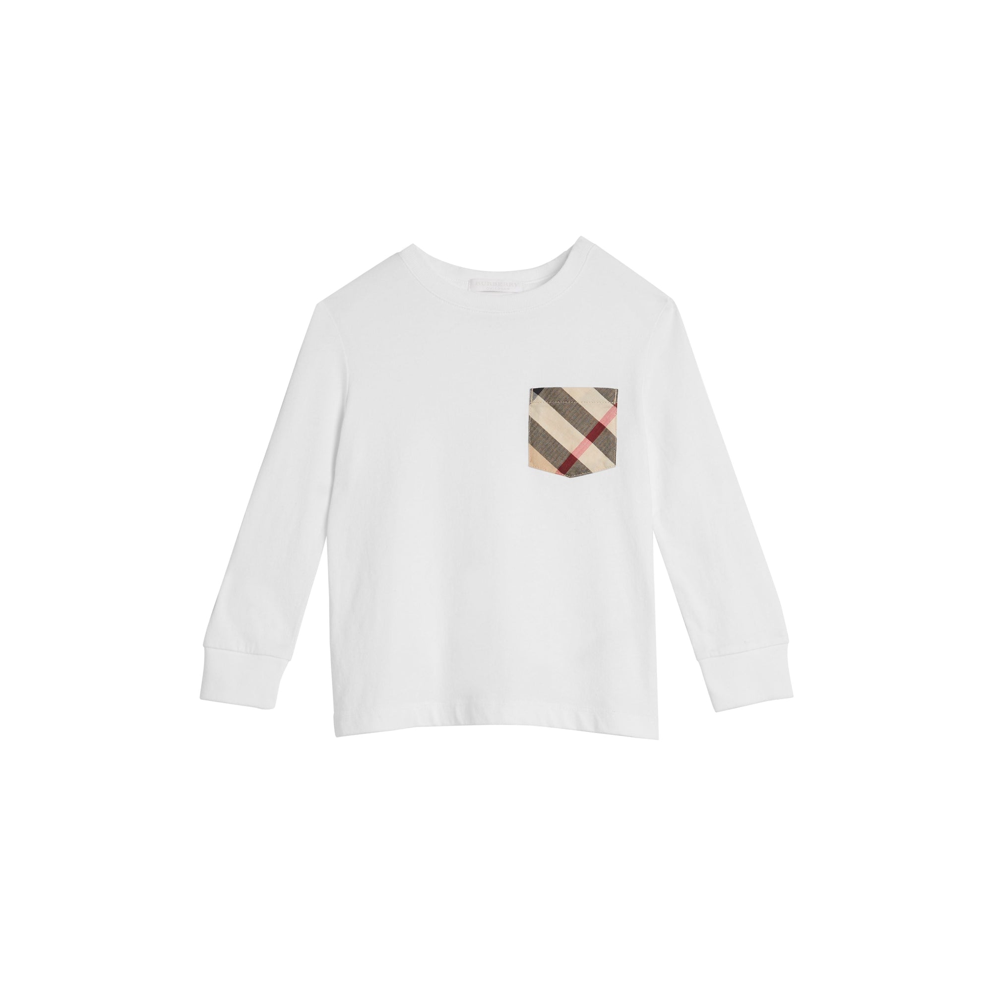 WHITE T-shirt en coton à manches longues avec poche à motif check