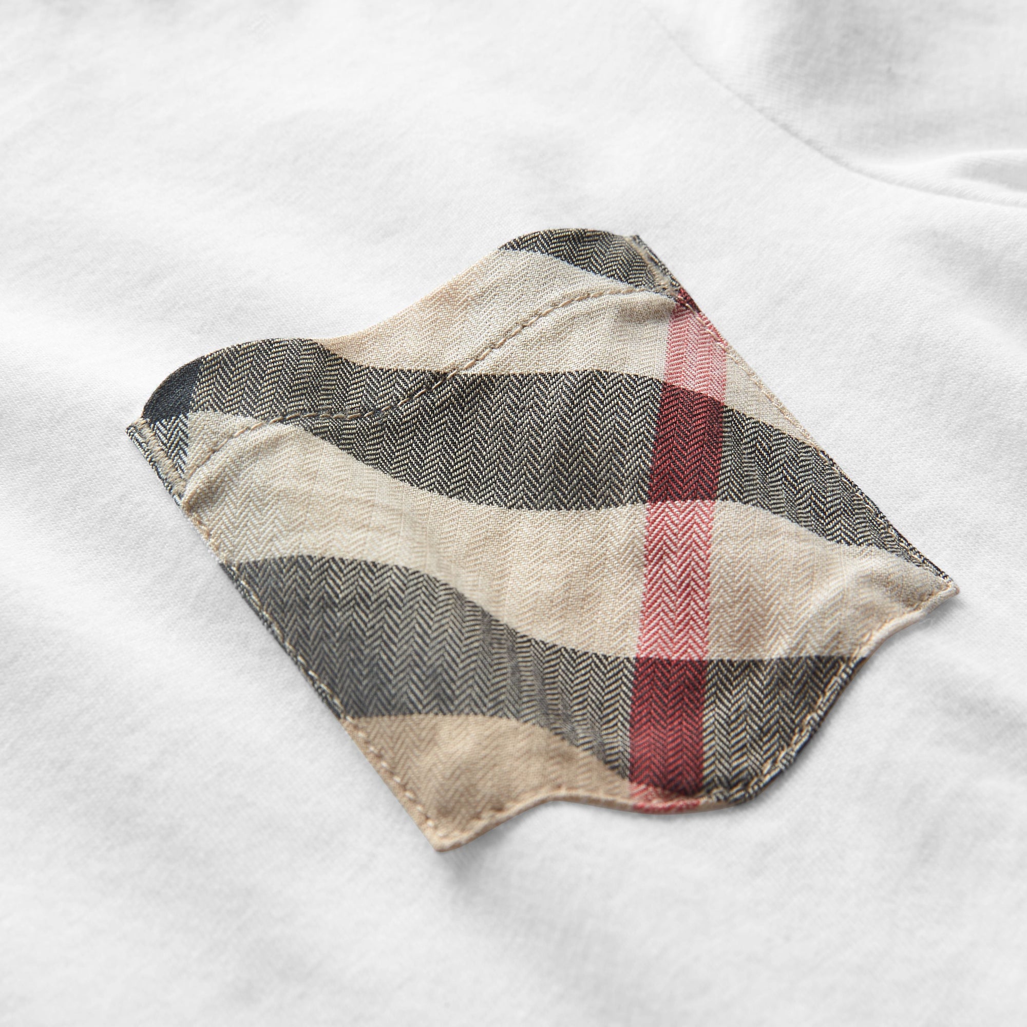 WHITE T-shirt en coton à manches longues avec poche à motif check