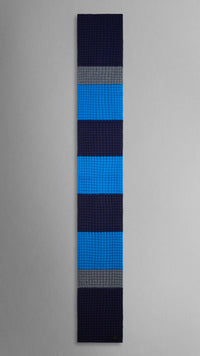 CERULEAN BLUE/NAVY Écharpe en maille gaufrée de laine et cachemire