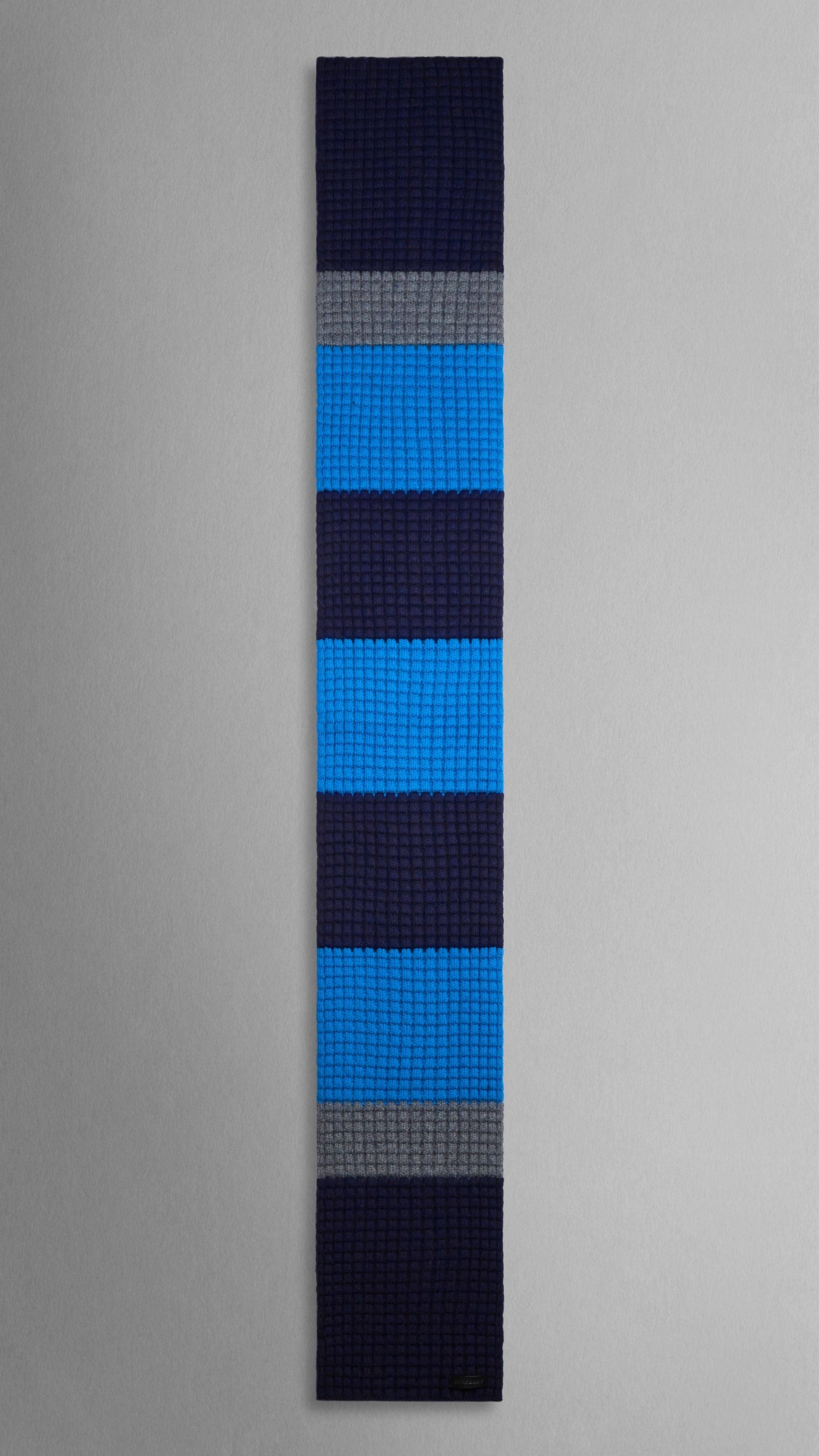 CERULEAN BLUE/NAVY Écharpe en maille gaufrée de laine et cachemire