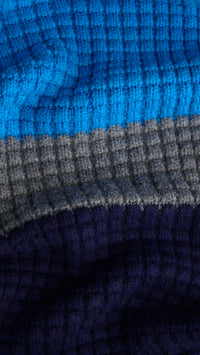 CERULEAN BLUE/NAVY Écharpe en maille gaufrée de laine et cachemire
