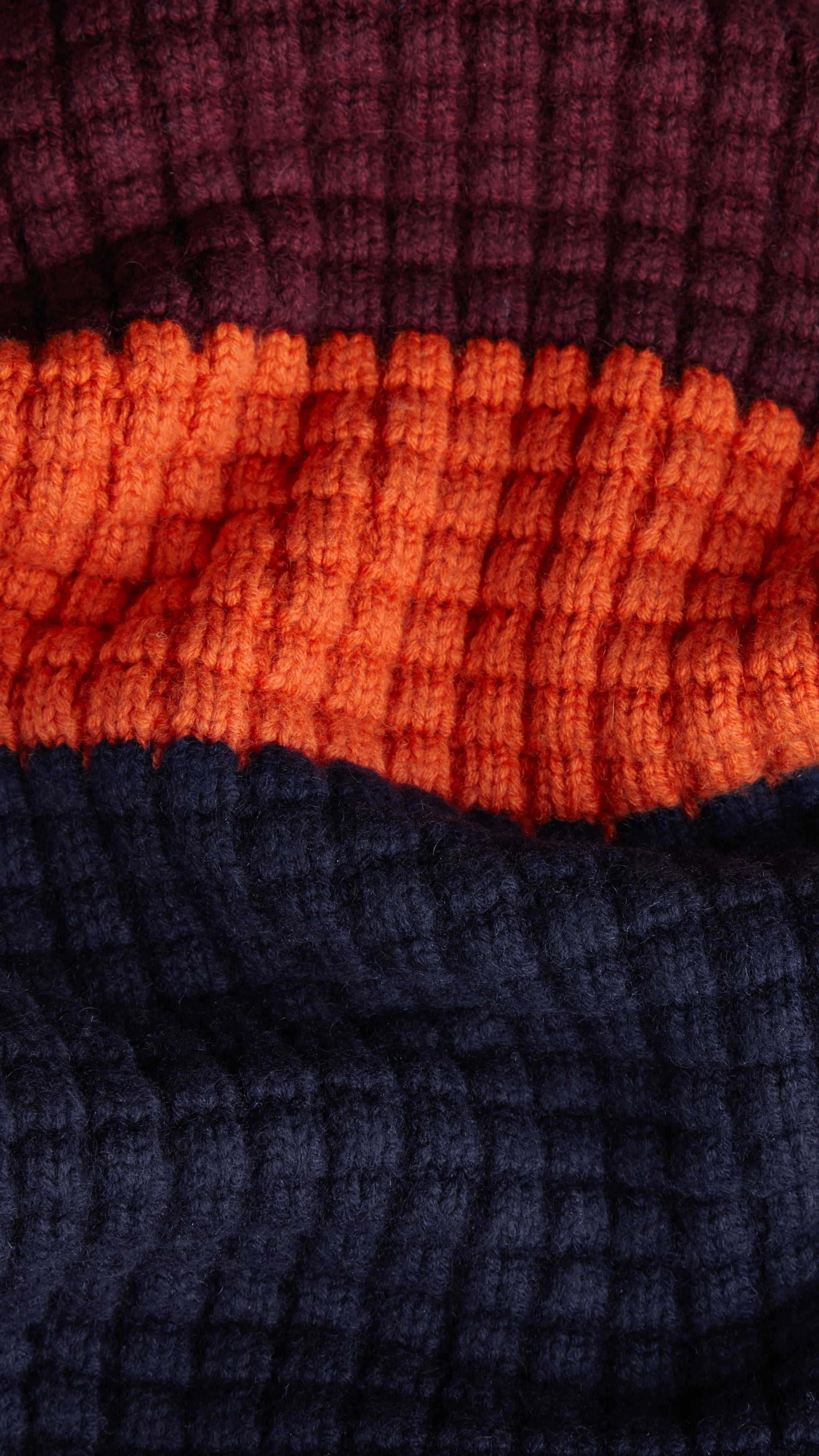 DEEP CLARET/NAVY Écharpe en maille gaufrée de laine et cachemire