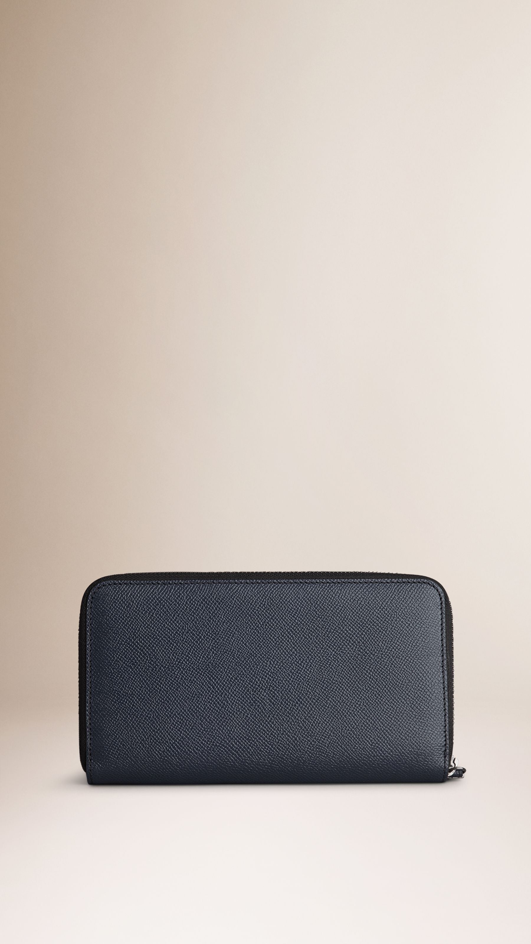 NAVY Portefeuille zippé en cuir London