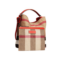 Sac The Ashby moyen à motif Canvas check avec cuir - Rouge Cadmium