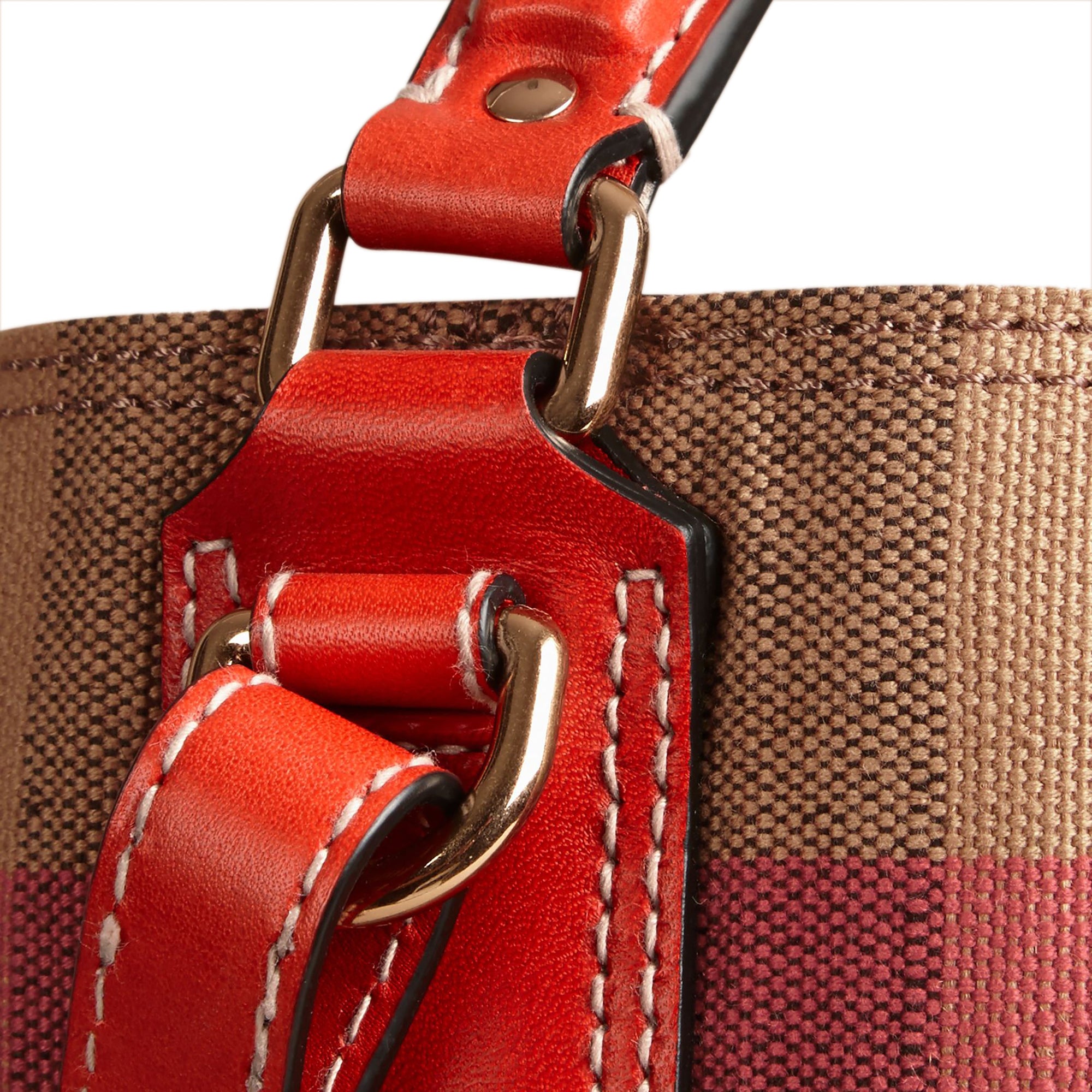 Sac The Ashby moyen à motif Canvas check avec cuir - Rouge Cadmium