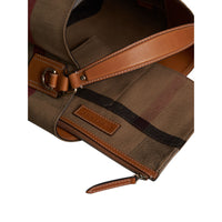 Sac the ashby moyen à motif canvas check avec cuir - Marron cigare