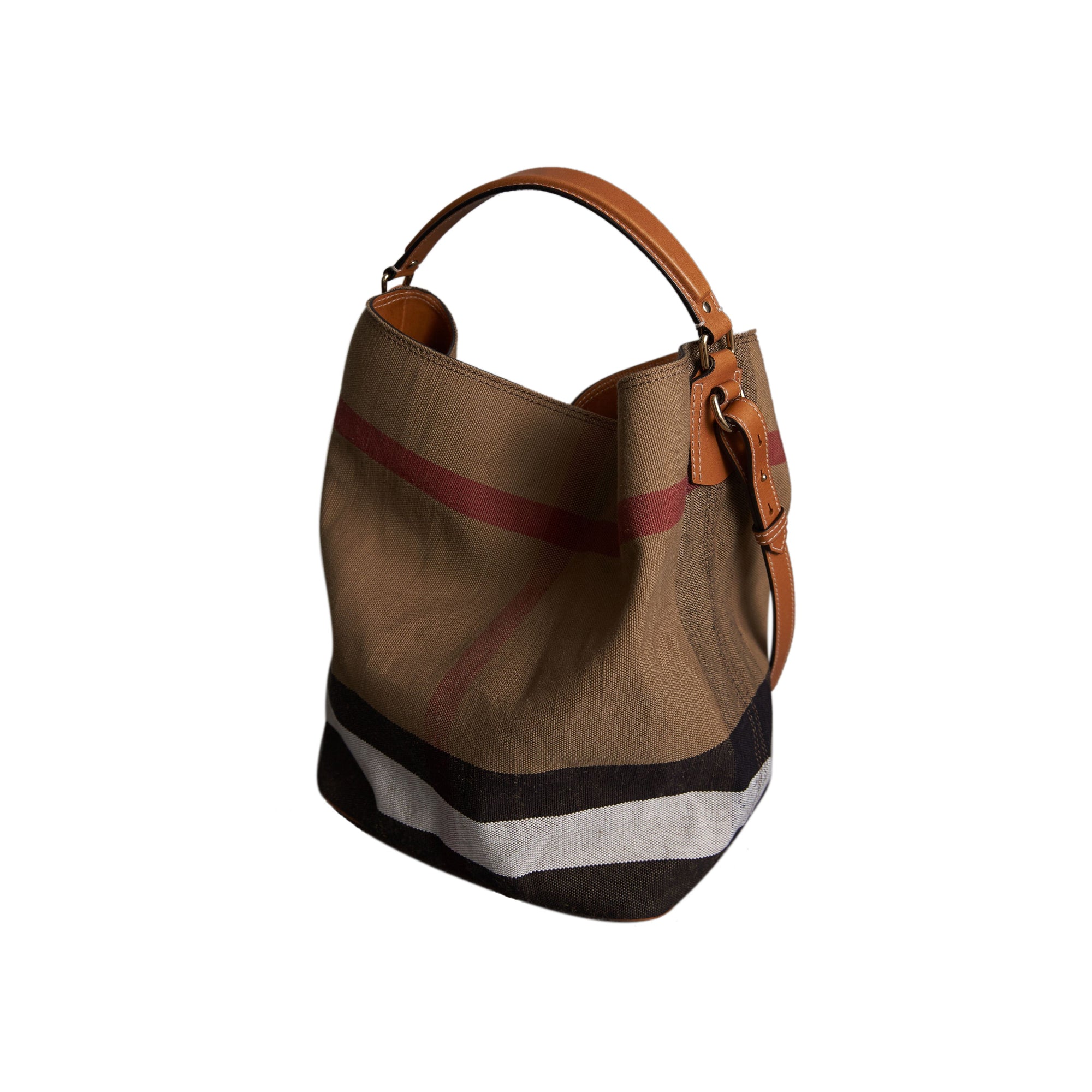 Sac The Ashby moyen à motif Canvas check avec cuir - Marron Cigare