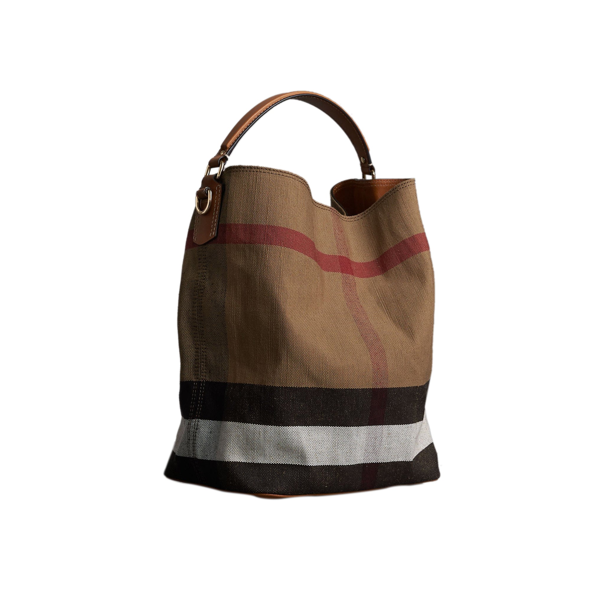 Sac The Ashby moyen à motif Canvas check avec cuir - Marron Cigare