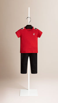 MILITARY RED T-shirt avec touches de check