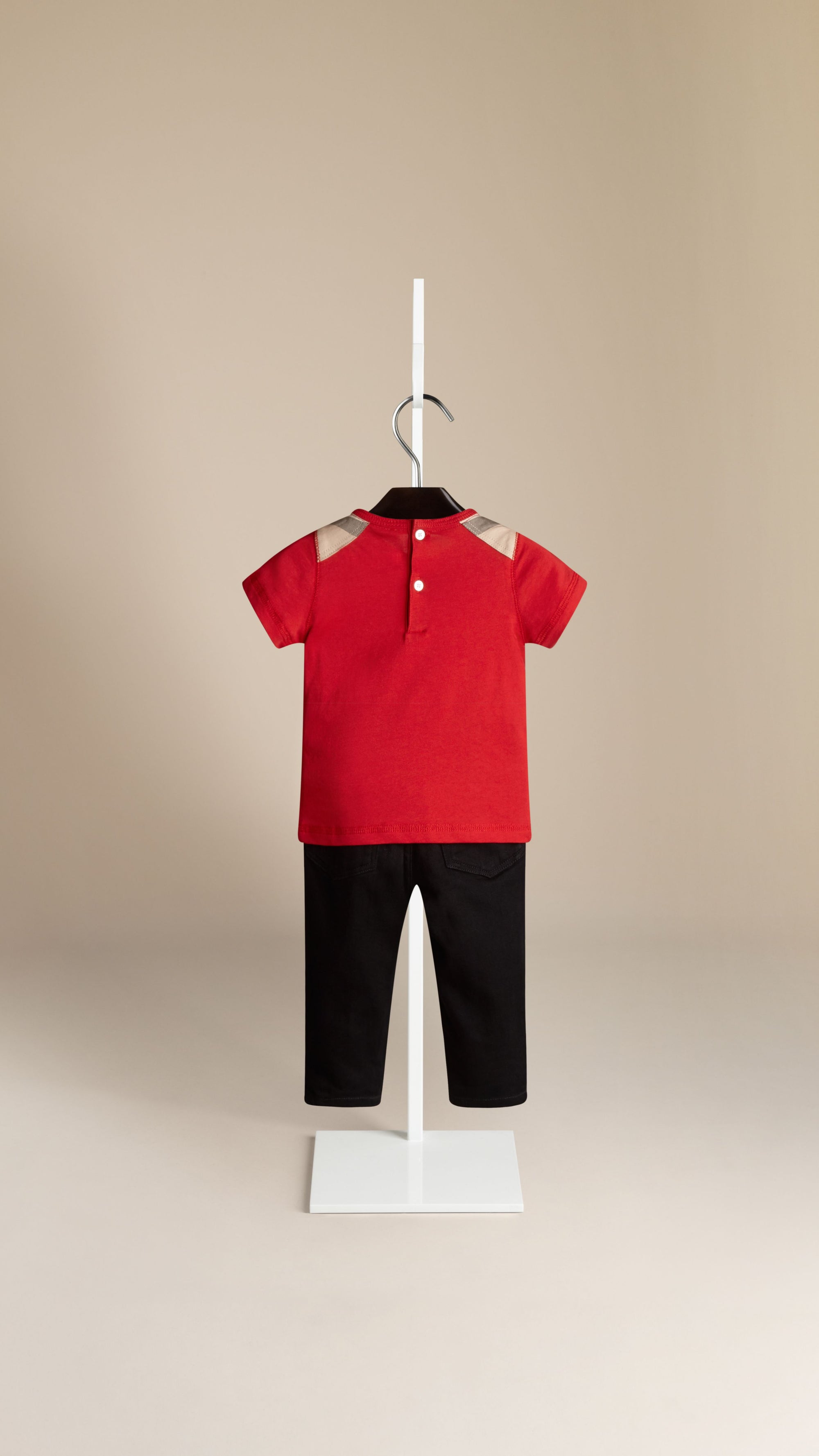MILITARY RED T-shirt avec touches de check