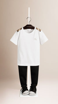 WHITE T-shirt avec check aux épaules