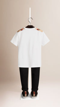 WHITE T-shirt avec check aux épaules