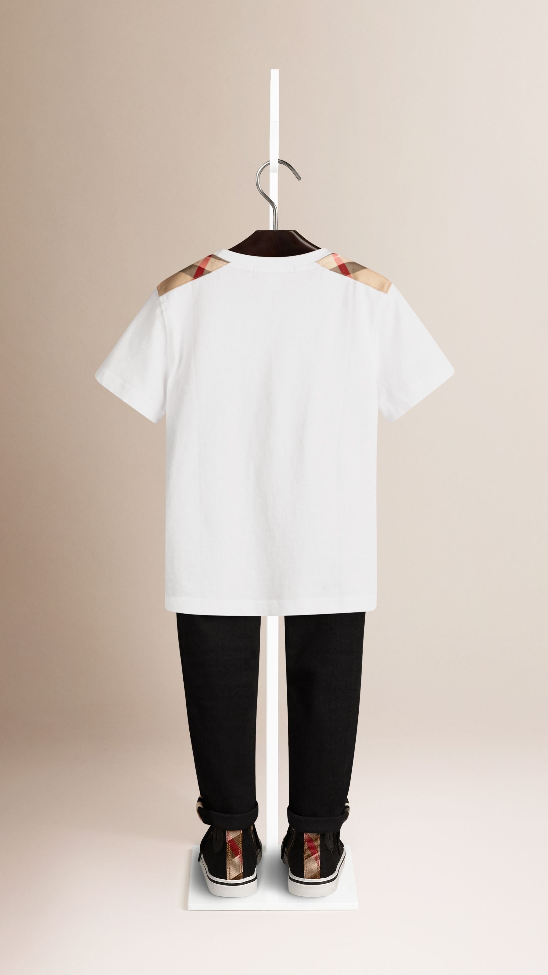 WHITE T-shirt avec check aux épaules