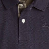 Polo avec patte à motif check - Marine véritable