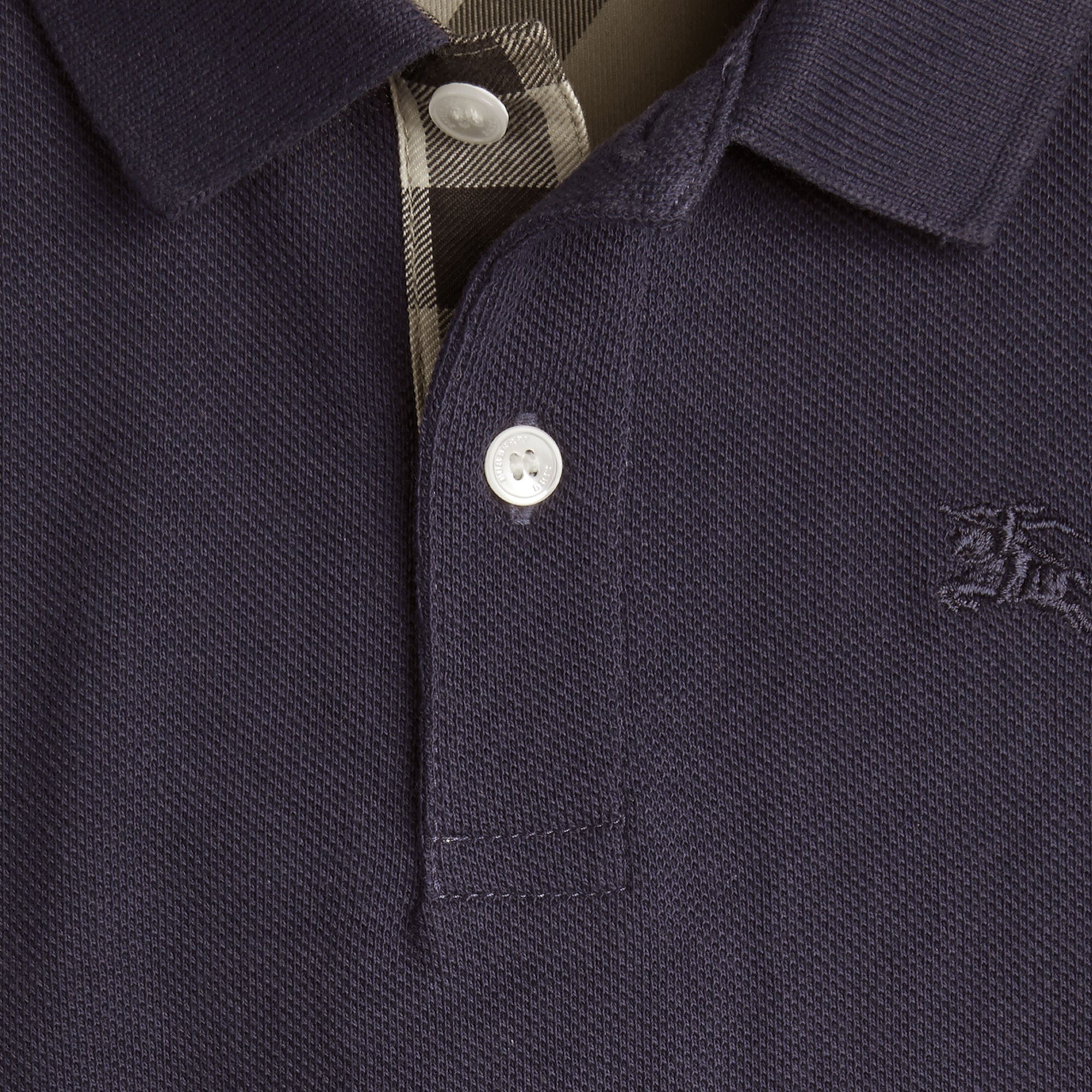 Polo avec patte à motif check - Marine véritable