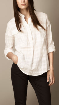 NATURAL WHITE Tunique en coton check